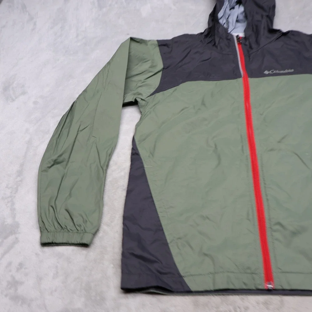 Columbia Glennaker Jacket Boys Large 14/16 Green Hooded Wind Rain‎ Light Hiking